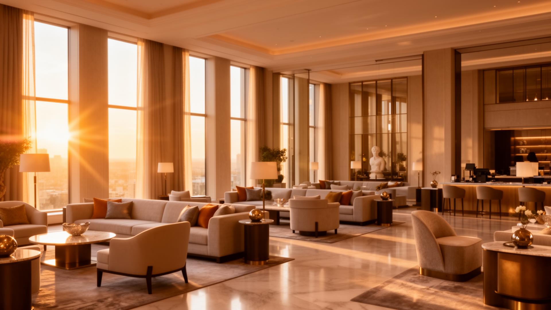 Modern boutique hotel lobby